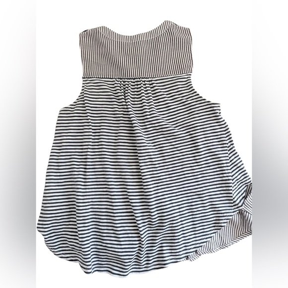 Meadow Rue Navy and White Striped Sleeveless Ruffle Hem Top - Picture 4 of 7
